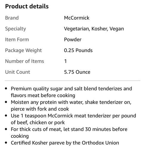 McCormick Meat Tenderizer (1) Seasoned & (1) Unseasoned • 2 Bottle Pack • 6.49oz - Picture 3 of 8