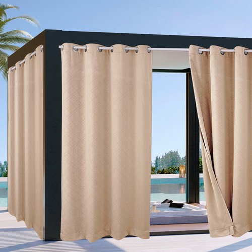 2024 Waterproof Outdoor Curtains 3D Texture Thermal Insulated Sun Blocking Drape - Picture 46 of 102