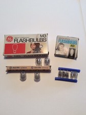 Vtg Sylvania Blue Dot Flash Bulbs AG1 Pkg 12 Have 5 . General Elec M3 Bulbs 4 