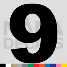 Number Nine 9 Vinyl Die Cut Decal Sticker - Bold