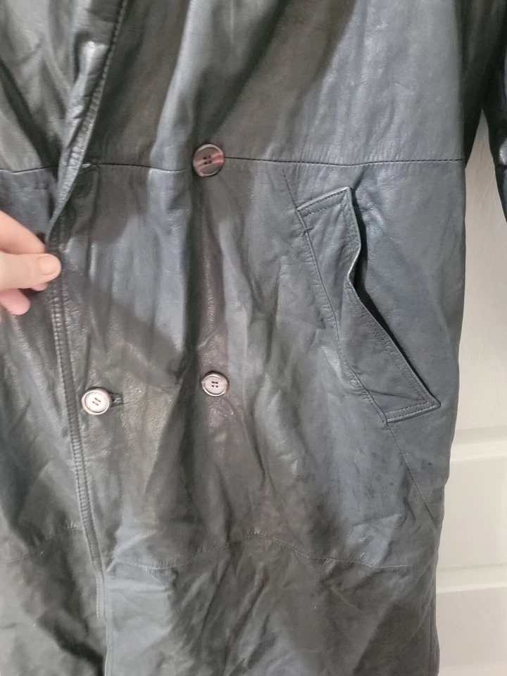 CHAQUETA GABARDINA LARGA DE CUERO VINTAGE PARA MUJER TALLA S Pequeña THE FLIGHT CLUB (#276) Foto 2 de 4