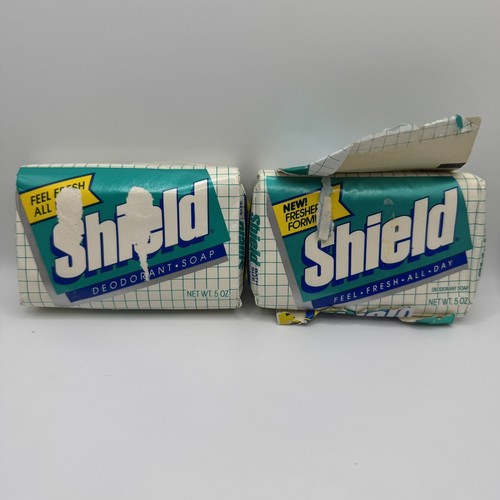 Lot Of 2 Vintage Shield Deodorant Bath Bar Soap Discontinued 5oz Sealed NOS - Picture 1 of 8