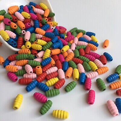 50X Oval Wooden Rice Beads 15x8mm Multi-Colour Bee-Hive Shape Wood Bead