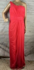 NWT WToo Watters & Watters Formal Gown Size 12 Pink Single Shoulder Mesh Drape