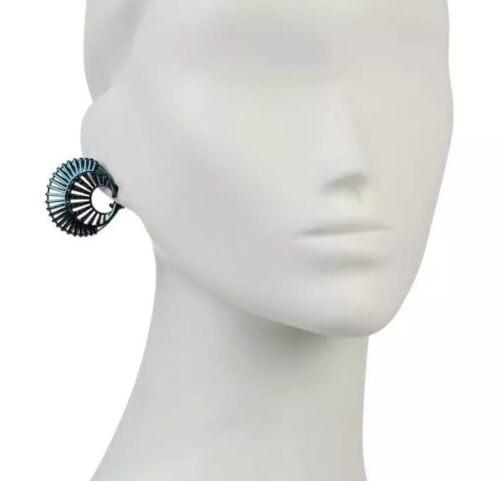 RARITIES Blue Rhodium plated Sterling Silver & Black Spinel Round Earrings NWT - Picture 3 of 11