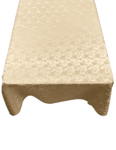 Roses Jacquard Satin Rectangular Tablecloth Seamless (60" x 90" Inches) - Picture 8 of 41