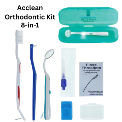 ACCLEAN Orthodontic Kit with Lighted Mirror in a Plastic Carrying Case ...