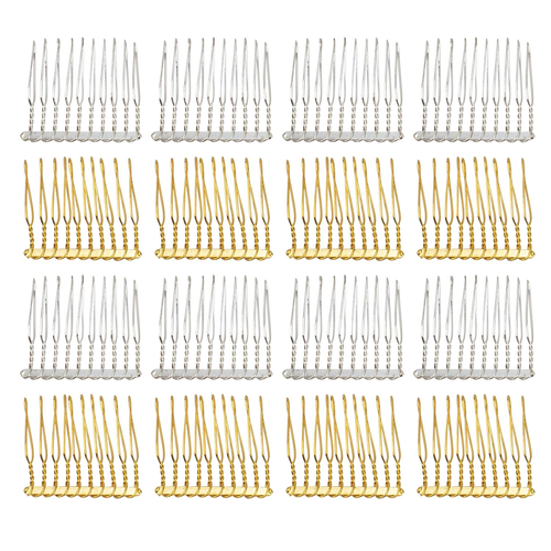 , 20 Pack 10 Teeth Metal Veil Comb Hair Wire Clips Twist Bridal Wedding Combs Si - Picture 12 of 12