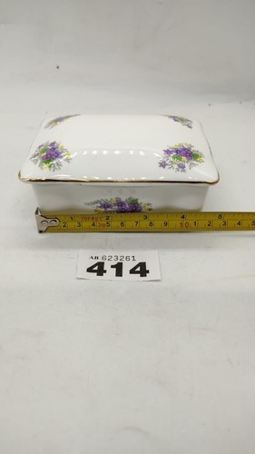 Crown Staffordshire Fine Bone China Trinket Box Florals Made in England, Vintage - Picture 10 of 10