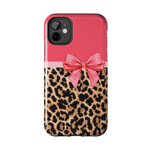 Pink, Brown Leopard Print & Polka Dot Bow Tough Phone Case Iphone Samsung Galaxy - Picture 72 of 108