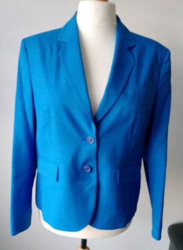 Cornflower Blue Short Two Button Single Breasted Blazer Style Tailored Jacket - Picture 1 of 12