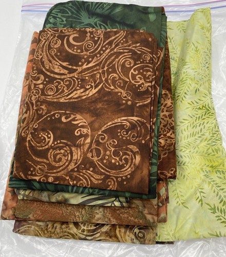 Batavian Batiks Quilt Kit Q1400 Green Brown Nature Colors 52 1/2 x 62 1/2” - Picture 3 of 4
