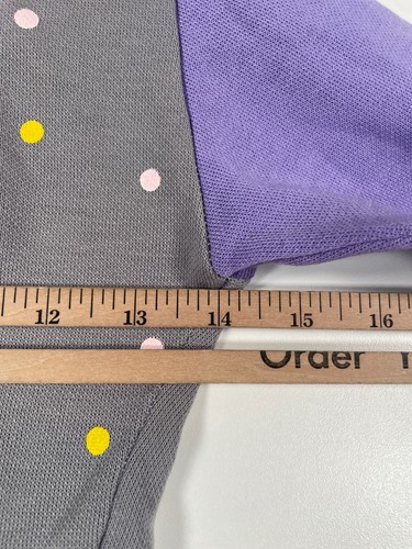 Vtg Cats Meow Kids Girls Ruffled Hem Dress Long Sleeve Purple Gray Sz 5 14x15 - Picture 9 of 14