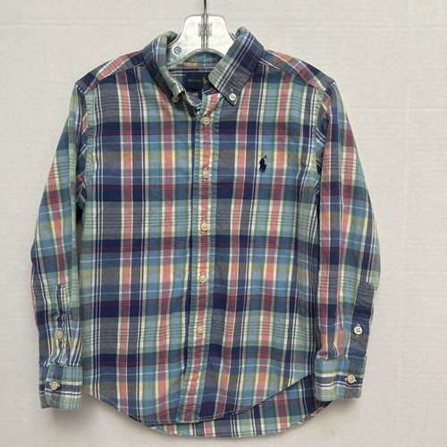 Camicia Ralph Lauren ragazzo multicolore a quadri maniche lunghe cotone taglia 4 - Foto 3 di 4