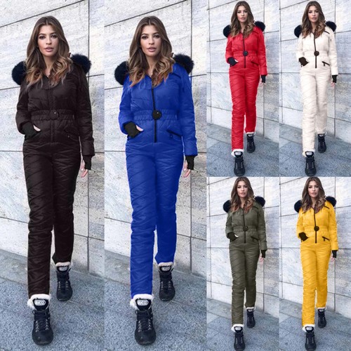 Fashion Women Ski Wear Hoodie Jackets Outdoor Sports Zipper Tight Fit One-Piece