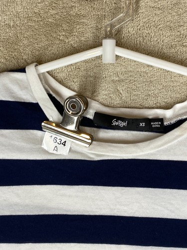 Sportsgirl Casual T-Shirts Top Size XS Womens Navy White Striped Logo - Bild 2 von 12