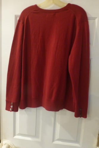 NWT Eddie Bauer Womens XXL Shell Button V-Neck Pullover Red - Picture 2 of 3