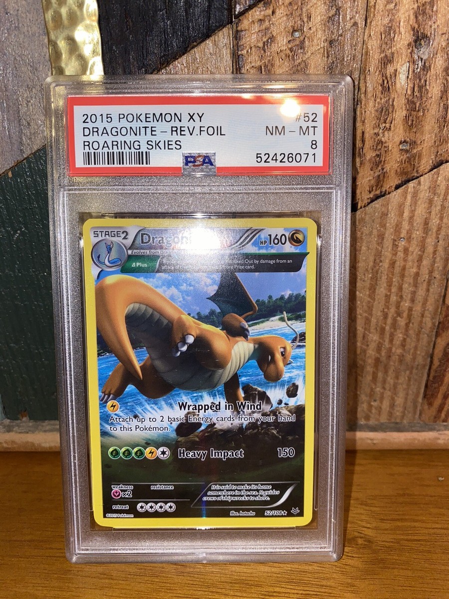 PSA 8 Pokémon TCG Dragonite Roaring Skies 52/108 Reverse Holo Rare