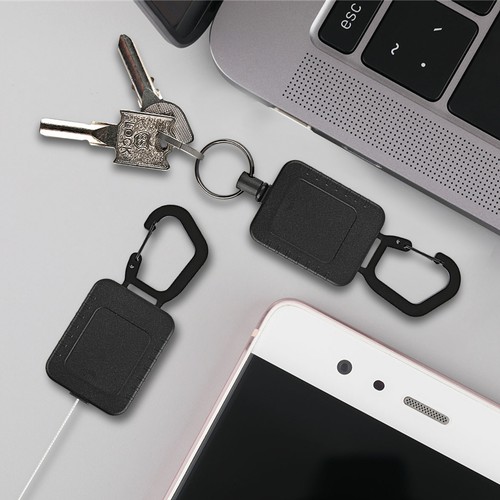 Heavy Duty Retractable Carabiner Key Chain Badge Holder With Steel Cord keychain - Picture 8 of 8