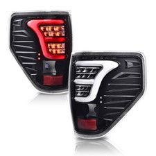 Fit For 2009-2014 Ford F-150 LED Tube Tail Lights Brake Lamps Assembly Black