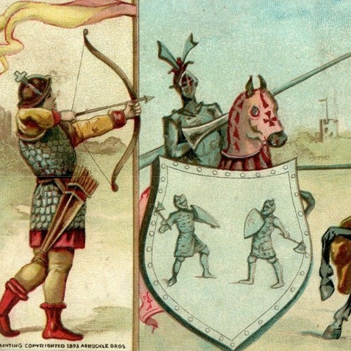 Arbuckle's Coffee Victorian Trade Card Anglo Saxon Archer Knights Jousting #43