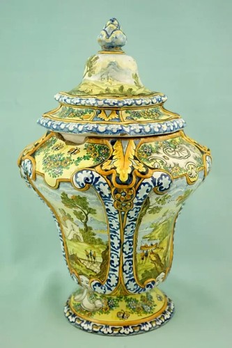 Castelli Family Fuina Vase potiche ceramic majolica 18th Neo-Renaissance Italy - Picture 4 of 24