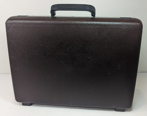 Vtg Samsonite SIGNAT Classic Brown Hard Shell Brief Case w/ Keyed Lock & 2 Keys - Picture 3 of 13