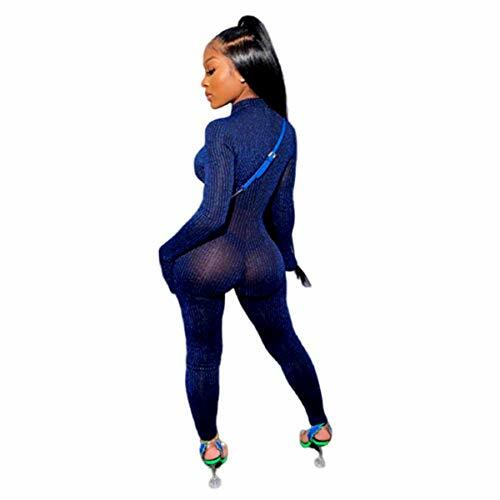 Saucy Role Play Women Erotic See Through Long Sleeve Jumpsuit Playsuits Blue - Bild 2 von 2