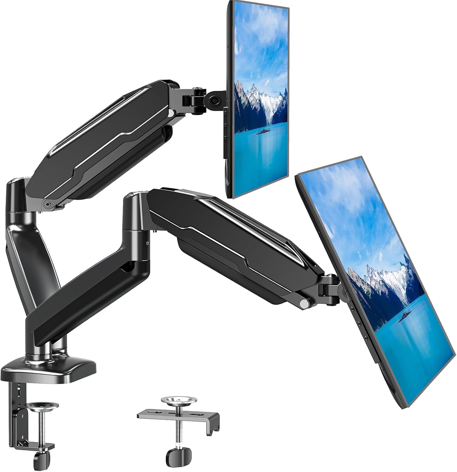 Dual Monitor Mount Fits 13 to 32 Inch Computer Screen, Height Adjustable Monitor