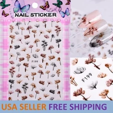Dandelion Flower 3D Nail Stickers Nail Art Adhesive Transfer Sticker Decals Tips