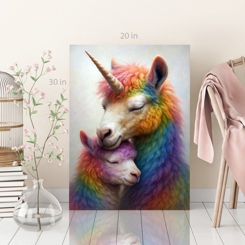 Einhorn Mutter und Kind Leinwandbild Wandbild Bild - Bild 2 von 7