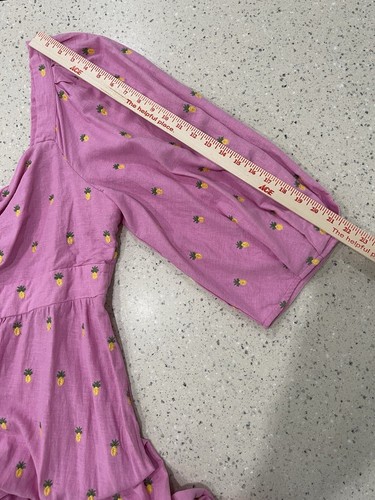 Farm Rio Pineapple Dress Embroidered Size XL linen Blend Preppy Beach Colorful - Picture 10 of 16