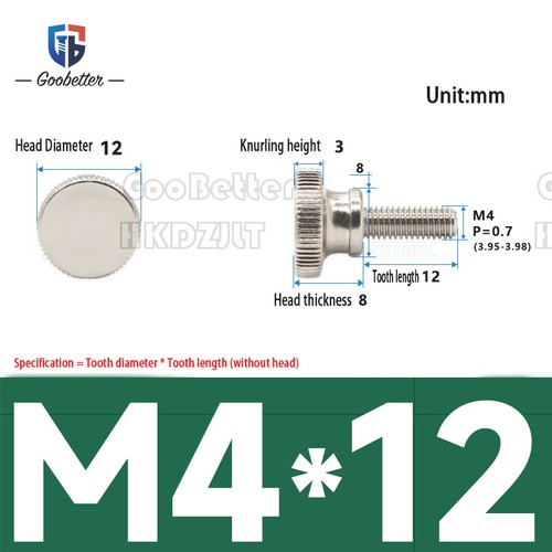 M2.5 M4 Knurled Thumb Screws High Head Type Carbon Steel Hand Grip Knob Bolts - Picture 10 of 16