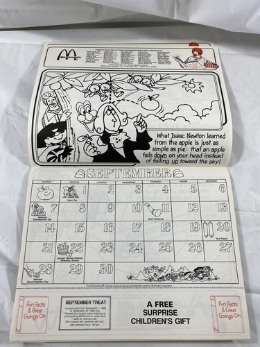 Vintage Ronald McDonald Coloring Calendar 1980 UNCOLORED BLANK NOS - Picture 3 of 4