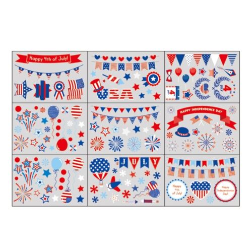9 Sheets Independence Day Bunting Flag Static Stickers Door Wall Window Clings - Photo 4/7