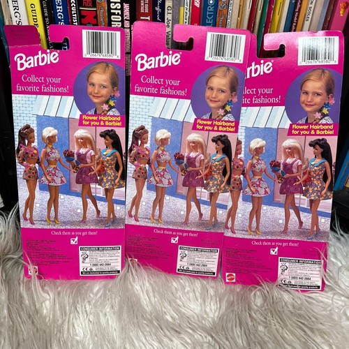 JUEGO DE 3 VESTIDOS BARBIE FLOR BONITA MODA CON FLORES DE BARBIE 1996 - Imagen 4 de 5