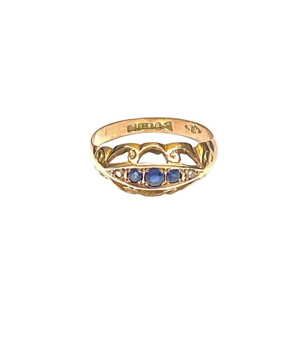 Edwardian 9ct Rose gold Sapphire & Diamond ring - Picture 3 of 6