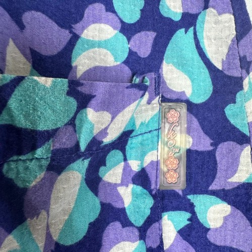 Koi Heart Patterned Scrub Top Purple Blue White Cotton Healthcare Nurse Work S - Picture 2 of 10
