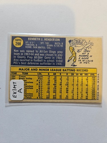 1970 TOPPS KEN HENDERSON #298A EXMT COMBINE SHIPPING - Picture 2 of 2