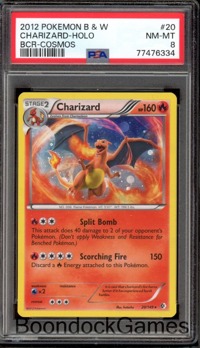 PSA 8 Charizard 20/149 Pokemon Black & White Cosmos Holo PSA 8 Charizard 20/149 Pokemon Black & White Cosmos Holo