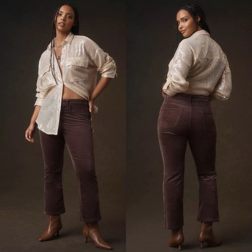 Anthropologie Pilcro Yaya Corduroy Crop Flare Jeans Womens 26 FITS Size 25 READ - Picture 5 of 14