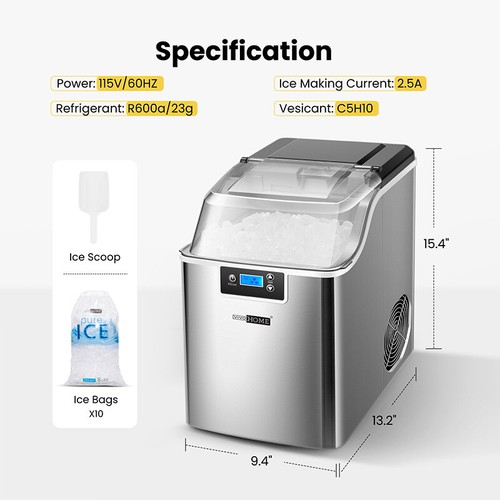 Nugget Ice Maker Countertop 33Lbs 44Lbs Portable Ice Cube Machine Self-Cleaning - Picture 27 of 27