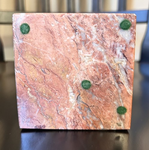 Vintage Column Pink Marble Art Deco Architectural 6 1/8”T 3 5/8” Sq Base Heavy - Picture 3 of 5