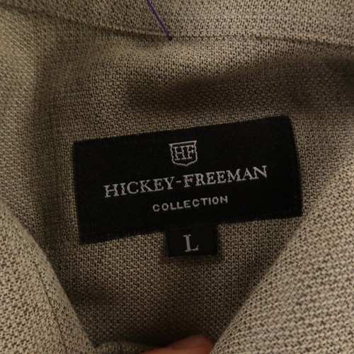Hickey Freeman Shirt Mens L Beige Tan Marled Cotton Button Up Made in Italy - Picture 5 of 14