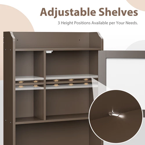 Over the WC Aufbewahrungsschrank Badezimmer Organizer mit Regal braun/weiß/grau - Bild 24 von 31