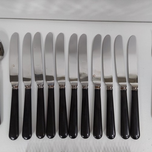 The Main Course Stainless Flatware Black Handle MCM Japan 46 Pc Set VTG - Picture 4 of 12