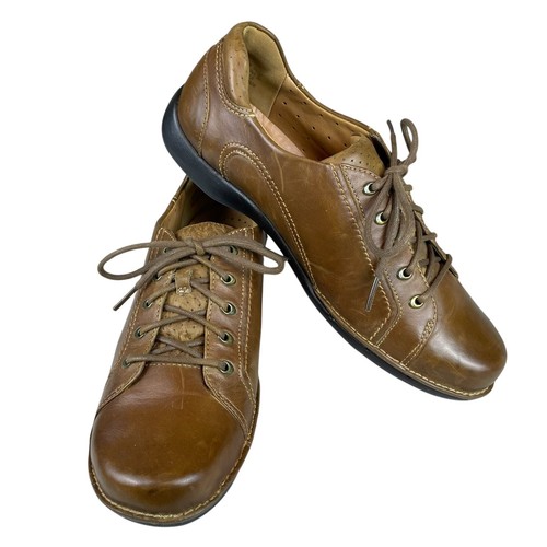 Clarks Unstructured Womens 8.5M Brown Leather Lace Up Shoes Casual Comfort 62428 - Picture 1 of 13