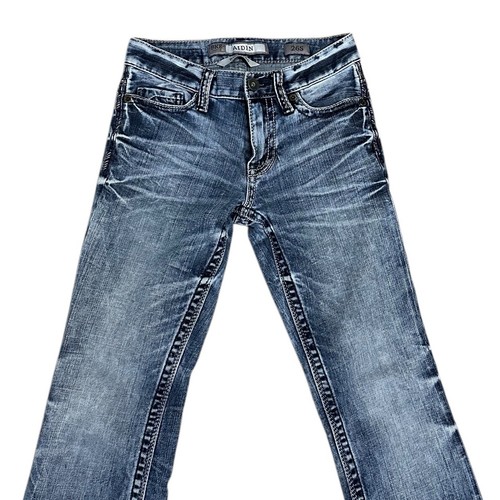 BKE Aiden Bootleg Jeans Men Size 26 (26x27) Blue Denim Acid Wash Stretch Stitch - Picture 2 of 9