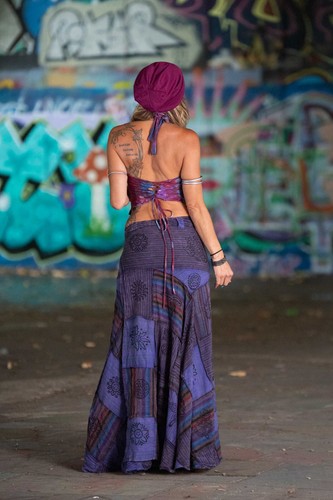 Patchwork Hippy Skirt, Long Boho Wrap Skirt, Ethnic Hippie Festival Clothing - Picture 16 of 40