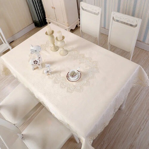Jacquard Table Cloth Solid Color Spillproof Wrinkle Resistant Soft Tablecloth - Picture 14 of 25